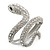 Stunning Swarovski Crystal Coiled Snake Hinged Bangle Bracelet In Rhodium Plating - 18cm Length - view 7