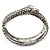 Burn Silver Vintage Inspired Coiled Snake Hinged Bangle Bracelet - 17cm Length - view 3