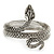Burn Silver Vintage Inspired Textured Coiled Snake Hinged Bangle Bracelet - 18cm Length - view 2