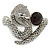 Vintage Inspired AB/ Clear Swarovski Crystal Cobra Snake Hinged Bangle Bracelet In Burn Silver Metal - 18cm Length - view 7
