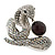 Vintage Inspired AB/ Clear Swarovski Crystal Cobra Snake Hinged Bangle Bracelet In Burn Silver Metal - 18cm Length