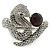 Vintage Inspired AB/ Clear Swarovski Crystal Cobra Snake Hinged Bangle Bracelet In Burn Silver Metal - 18cm Length - view 10