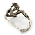 Vintage Inspired AB/ Clear Swarovski Crystal Cobra Snake Hinged Bangle Bracelet In Burn Silver Metal - 18cm Length - view 5