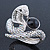 Vintage Inspired AB/ Clear Swarovski Crystal Cobra Snake Hinged Bangle Bracelet In Burn Silver Metal - 18cm Length - view 4