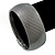 Silver/ Black Snake Print, Leather Style Slip-On Bangle - 19cm Length - view 2