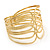 Wide Gold Plated Textured Egyptian Style Hinged Bangle Bracelet - 19cm Length - view 8