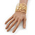 Wide Gold Plated Textured Egyptian Style Hinged Bangle Bracelet - 19cm Length - view 3