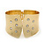 Wide Gold Plated Textured, Crystal Hinged Egyptian Style Bangle Bracelet - 19cm Length - view 5