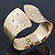 Wide Gold Plated Textured, Crystal Hinged Egyptian Style Bangle Bracelet - 19cm Length - view 2