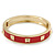 Red Enamel Square Pyramid Stud Hinged Bangle Bracelet In Gold Plating - 19cm Length - view 2