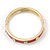 Red Enamel Square Pyramid Stud Hinged Bangle Bracelet In Gold Plating - 19cm Length - view 7