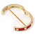 Red Enamel Square Pyramid Stud Hinged Bangle Bracelet In Gold Plating - 19cm Length - view 5