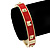 Red Enamel Square Pyramid Stud Hinged Bangle Bracelet In Gold Plating - 19cm Length - view 3