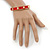 Red Enamel Square Pyramid Stud Hinged Bangle Bracelet In Gold Plating - 19cm Length - view 4