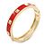 Red Enamel Square Pyramid Stud Hinged Bangle Bracelet In Gold Plating - 19cm Length