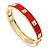 Red Enamel Square Pyramid Stud Hinged Bangle Bracelet In Gold Plating - 19cm Length - view 8