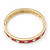 Red Enamel Crystal Hinged Bangle Bracelet In Gold Plating - 19cm Length - view 7