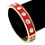 Red Enamel Crystal Hinged Bangle Bracelet In Gold Plating - 19cm Length - view 2