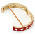 Red Enamel Crystal Hinged Bangle Bracelet In Gold Plating - 19cm Length - view 4
