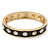 Black Enamel Crystal Hinged Bangle Bracelet In Gold Plating - 19cm Length - view 6