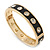 Black Enamel Crystal Hinged Bangle Bracelet In Gold Plating - 19cm Length - view 8