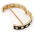 Black Enamel Crystal Hinged Bangle Bracelet In Gold Plating - 19cm Length - view 4
