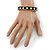 Black Enamel Crystal Hinged Bangle Bracelet In Gold Plating - 19cm Length - view 3