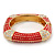 Statement Square Red Enamel Crystal Hinged Bangle Bracelet In Gold Plating - 17cm Length - view 6
