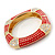 Statement Square Red Enamel Crystal Hinged Bangle Bracelet In Gold Plating - 17cm Length - view 8