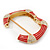 Statement Square Red Enamel Crystal Hinged Bangle Bracelet In Gold Plating - 17cm Length - view 5