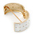 Snow White Enamel Crystal Hinged Bangle In Gold Plating - 18cm Length - view 4