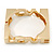 Statement Square Polished Gold Tone 'LOVE' Hinged Bangle Bracelet - 18cm Length - view 5