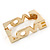 Statement Square Polished Gold Tone 'LOVE' Hinged Bangle Bracelet - 18cm Length - view 9