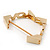 Statement Square Polished Gold Tone 'LOVE' Hinged Bangle Bracelet - 18cm Length - view 7
