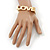 Statement Square Polished Gold Tone 'LOVE' Hinged Bangle Bracelet - 18cm Length - view 4