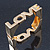 Statement Square Polished Gold Tone 'LOVE' Hinged Bangle Bracelet - 18cm Length - view 6