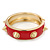 Red Enamel Spike Hinged Bangle Bracelet In Gold Plating - 19cm Length - view 6