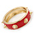 Red Enamel Spike Hinged Bangle Bracelet In Gold Plating - 19cm Length - view 2