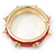 Red Enamel Spike Hinged Bangle Bracelet In Gold Plating - 19cm Length - view 5