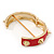 Red Enamel Spike Hinged Bangle Bracelet In Gold Plating - 19cm Length - view 3