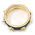 Black Enamel Spike Hinged Bangle Bracelet In Gold Plating - 19cm Length - view 8