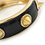 Black Enamel Spike Hinged Bangle Bracelet In Gold Plating - 19cm Length - view 4