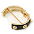 Black Enamel Spike Hinged Bangle Bracelet In Gold Plating - 19cm Length - view 3