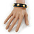 Black Enamel Spike Hinged Bangle Bracelet In Gold Plating - 19cm Length - view 2
