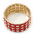 Chunky Bright Red Enamel Spiked Hinged Bangle In Gold Plating - 19cm Length - view 8