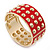 Chunky Bright Red Enamel Spiked Hinged Bangle In Gold Plating - 19cm Length - view 9