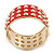 Chunky Bright Red Enamel Spiked Hinged Bangle In Gold Plating - 19cm Length - view 7