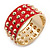 Chunky Bright Red Enamel Spiked Hinged Bangle In Gold Plating - 19cm Length - view 4