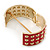 Chunky Bright Red Enamel Spiked Hinged Bangle In Gold Plating - 19cm Length - view 6