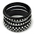 Set Of 3 Black Acrylic Slip-On Bangles With Silver Foil Detailing - 18cm Length - view 4